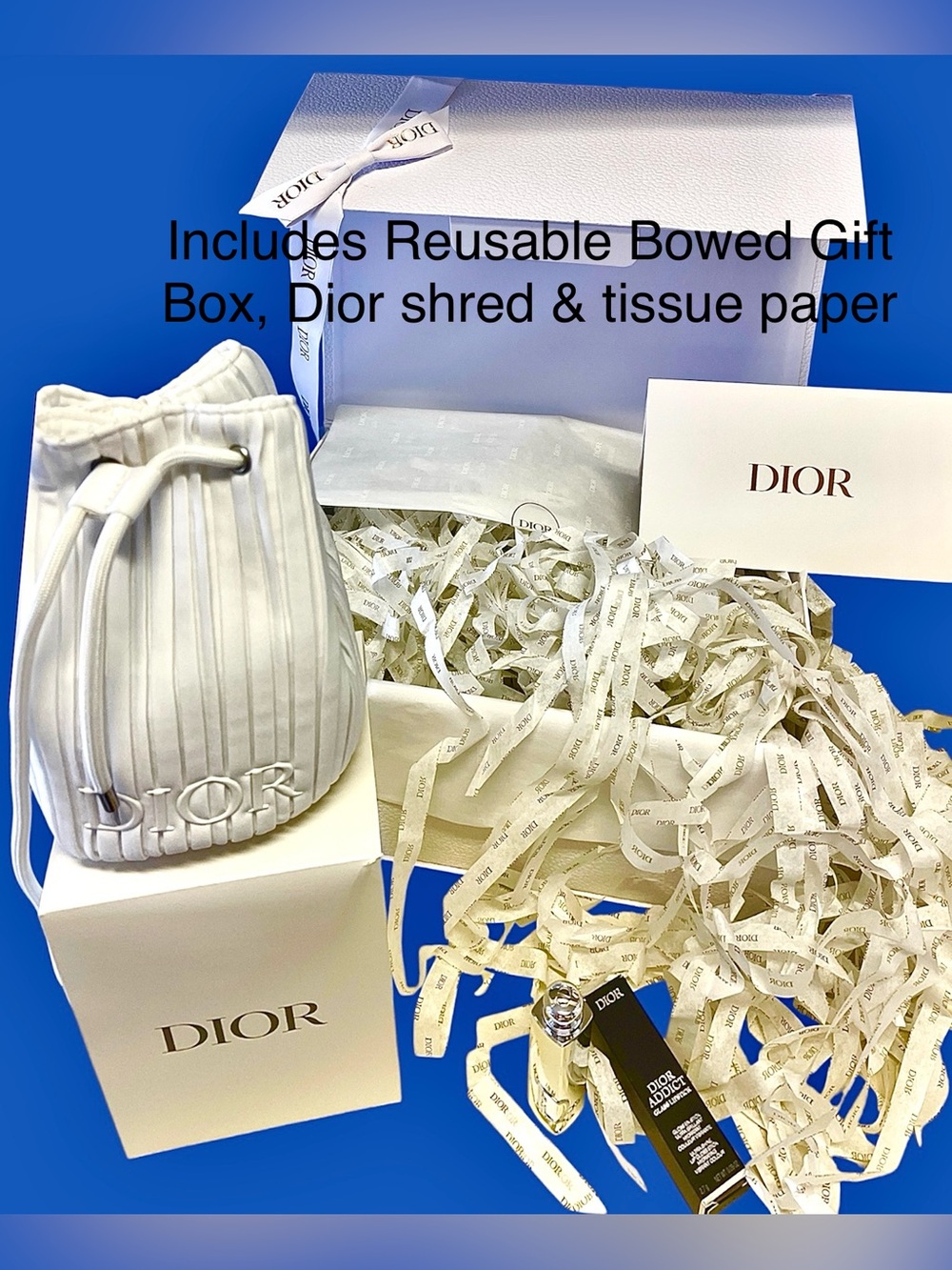 2Pc Dior NIB Glass Lipstick Rose Charms & Cosmetic Bag +sample scent & LgGiftBox - Picture 9 of 16
